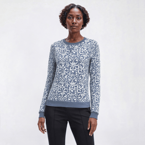 Petite Emily Daniels Long Sleeve Floral Ribbed Sweater